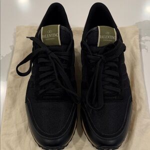 Valentino Garavani Black Sneakers with Olive Logo Tab